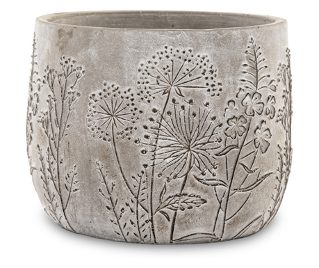 Ghiveci ceramica model flori de camp, gri, 11x14 cm