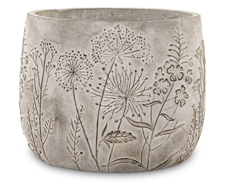 Ghiveci ceramica model flori de camp, gri, 14.5x18.5 cm