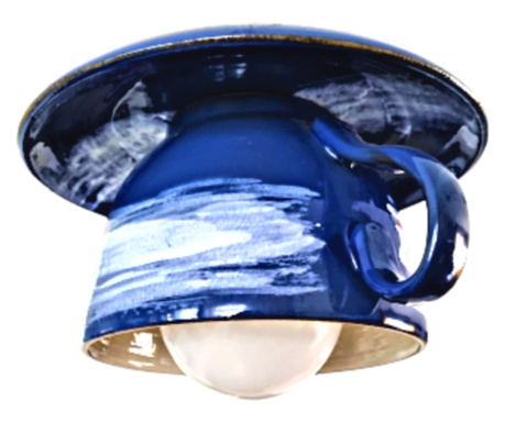 Pendul „Trasaturi imperfecte” E27, 1x60W, ceasca gigant + farfurie ceramica, albastru