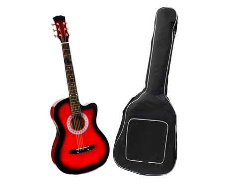 Klasszikus gitár IdeallStore, 95 cm, fa, Cutaway, piros, tokkal együtt