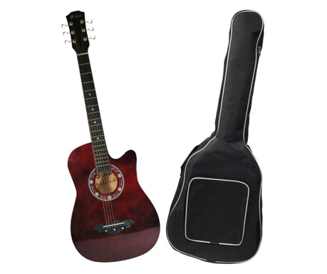Класическа китара IdeallStore®, 95 см, дърво, фрак, бордо, включен калъф