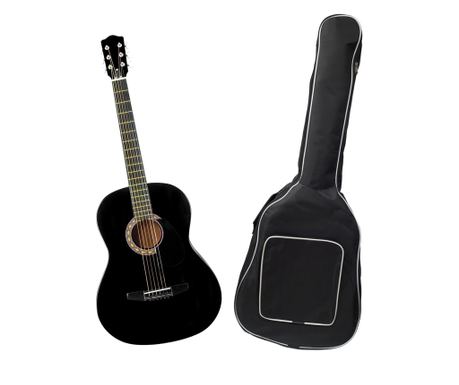 Класическа китара IdeallStore®, 95 cm, дърво, Classic, черна, с включен калъф