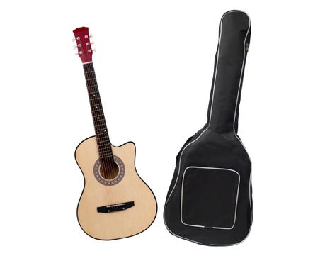IdeallStore® klasszikus gitár, 95 cm, fa, Cutaway, natúr, tokkal