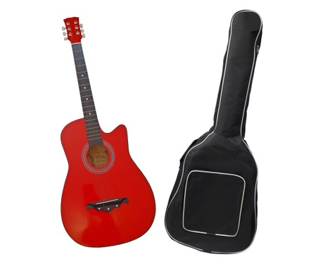 Класическа китара IdeallStore®, 95 см, дърво, фрак, червена, с включен калъф