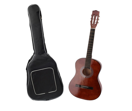 Класическа китара IdeallStore®, 95 см, дърво, Classic, кафява, с включен калъф