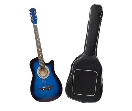 Класическа китара IdeallStore®, 95 см, дърво, фрак, синя, с включен калъф