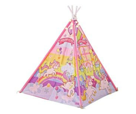 Индийска игрална палатка за момичета, розова с еднорози, 10514