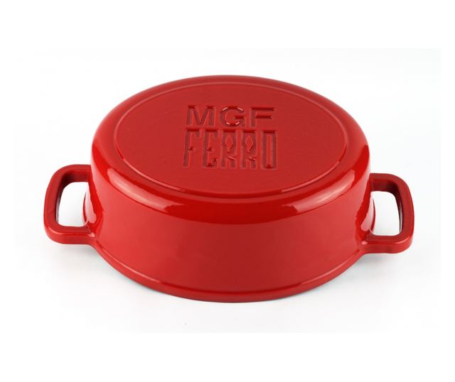Oala cu capac Magefesa-Ferro Eco, fonta emailata, 26x12 cm, 3.5 l, rosu