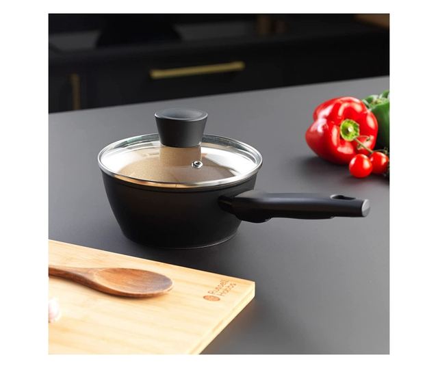 Caserolă Russell Hobbs Opulence RH02137BEU7, 20 cm, 2,4 l, acoperire Crystaltech, inducție, negru/auriu