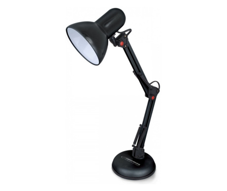 Лампа за бюро Esperanza ELD112K, 12W, Цокъл Е27, Гъвкаво рамо, Черен