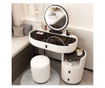 Set toaletni stol, LED ogledalo, komoda, crno-bijela boja, 71x75h cm