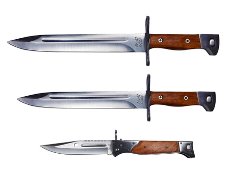 3 darabos IdeallStore vadászkés készlet, Ak Undercover, rozsdamentes acél, barna, tokkal együtt.