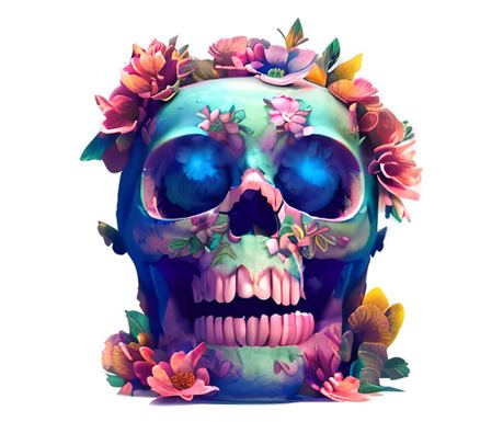 Sticker decorativ, Craniu, Albastru, 69 cm, 1237STK