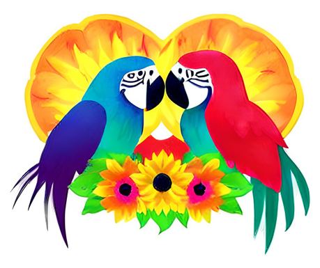 Sticker decorativ, Papagali, Multicolor, 73 cm, 1243STK