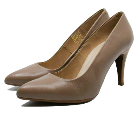 Pantofi stiletto Anna Viotti, vizon, din piele naturală-38 EU