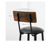 Set 2 scaune de bucatarie/bar, Mercaton, pal si otel, maro rustic, negru, 39x39x100 cm