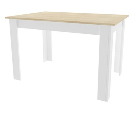 Masa pentru sufragerie/living, Mercaton, lemn, stejar sonoma si alb, 120x80x75 cm