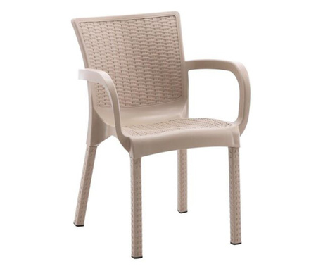 Kerti / teraszos szék, Chomik, műanyag, szintetikus rattan, kapucsínó, 60x60x82 cm
