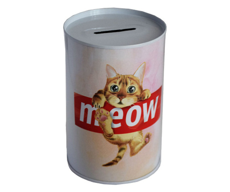 Pusculita decorativa metalica Pufo Kitty Meow, 12 x 8 cm