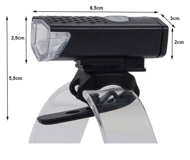Велосипедно фенерче/лампа, Mercaton, PC, ABS корпус, CREE LED, USB зареждане, 3 режима на светене, IPX4