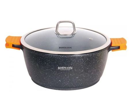 Тенджера Bohmann BH-7350-20MRB, 20 см, 2.2л, Мраморно покритие, Черен