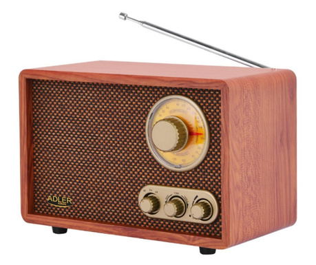 Радио Adler AD 1171, 4.5W, Ретро дизайн, AM/FM, Bluetooth, MP3, USB, Кафяв