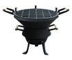 Gratar fonta Rosberg R51720A, Grila turnata, Manere lemn, 35.5x38 cm, Negru