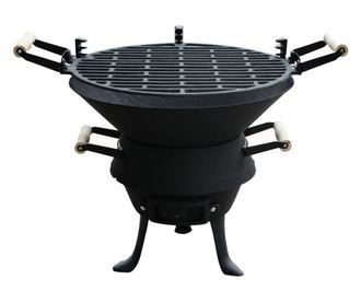 Gratar fonta Rosberg R51720A, Grila turnata, Manere lemn, 35.5x38 cm, Negru