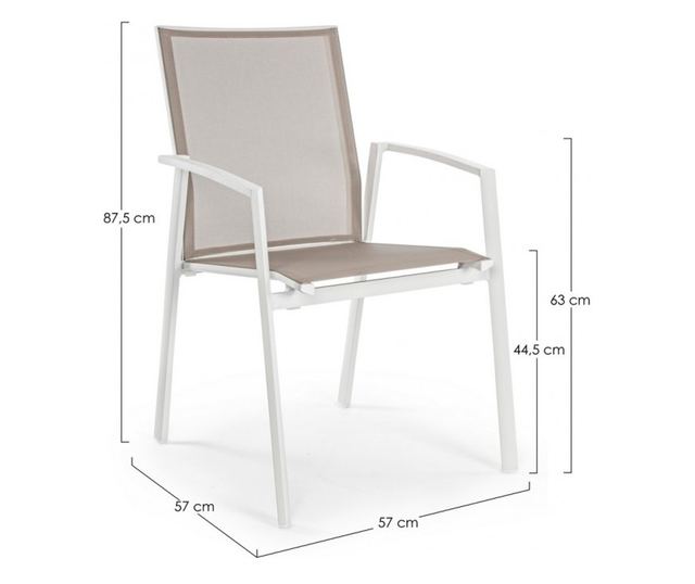 4 db fehér bézs körutazási szék készlet 57x57x87,5 cm