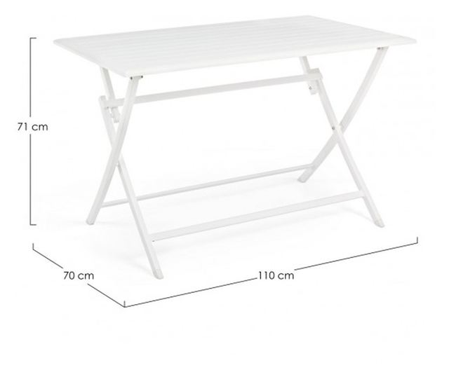 Elin Biały Aluminiowy Stół Składany 110x70x71 cm