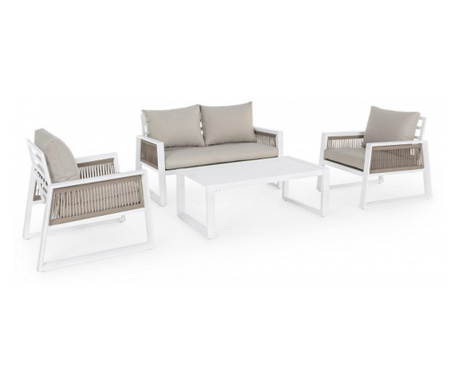 Set mobilier gradina alb bej Captiva 130x78x74.5 cm