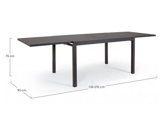 Stół rozkładany Antracytowy Szary 270x90x75 cm