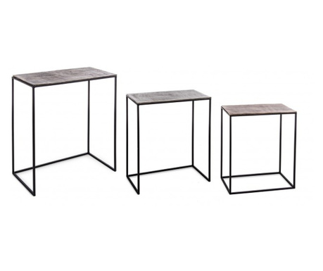 3 db Tahir alumínium vas asztal készlet 43x23x55 cm, 48x28x61 cm, 53x28x66 cm