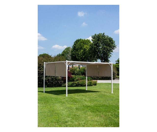 Vrtni paviljon bijelo bež 300x300x225 cm