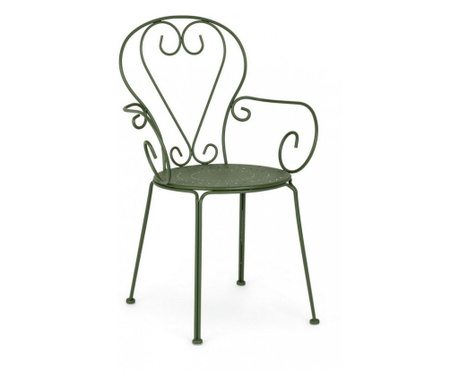 Set od 4 Etienne zelene čelične vrtne stolice 49x49x89 cm