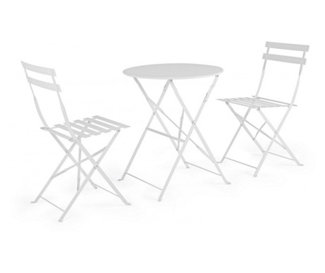 Garnitura vrtnog namještaja stol 2 stolice bijelo željezo Wissant 41x45x80 cm, 60x71 cm