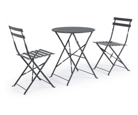 Set vrtnog namještaja stol 2 stolice antracit siva Wissant 41x45x80 cm, 60x71 cm