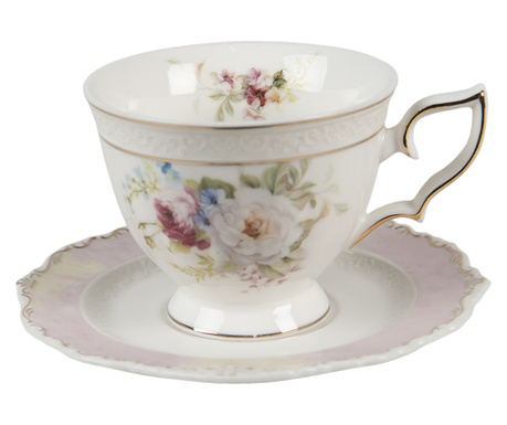 Set 4 porcelanastih skodelic Flowers 12x9x7 cm, 14x2 cm, 200 ml