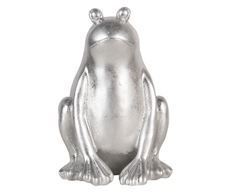 Srebrna figurica žabe od poliresina 13x13x20 cm