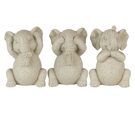 Komplet 3 figuric slončkov iz sivega poliresina 19x6x10 cm