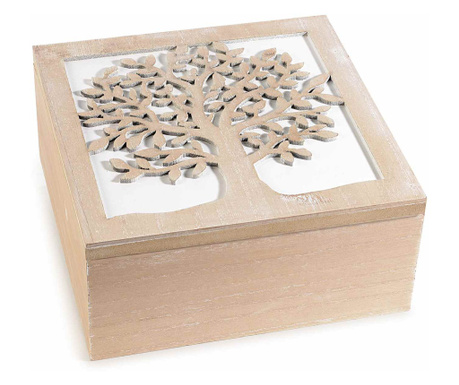 Cutie lemn alb natur 20x20x9 cm
