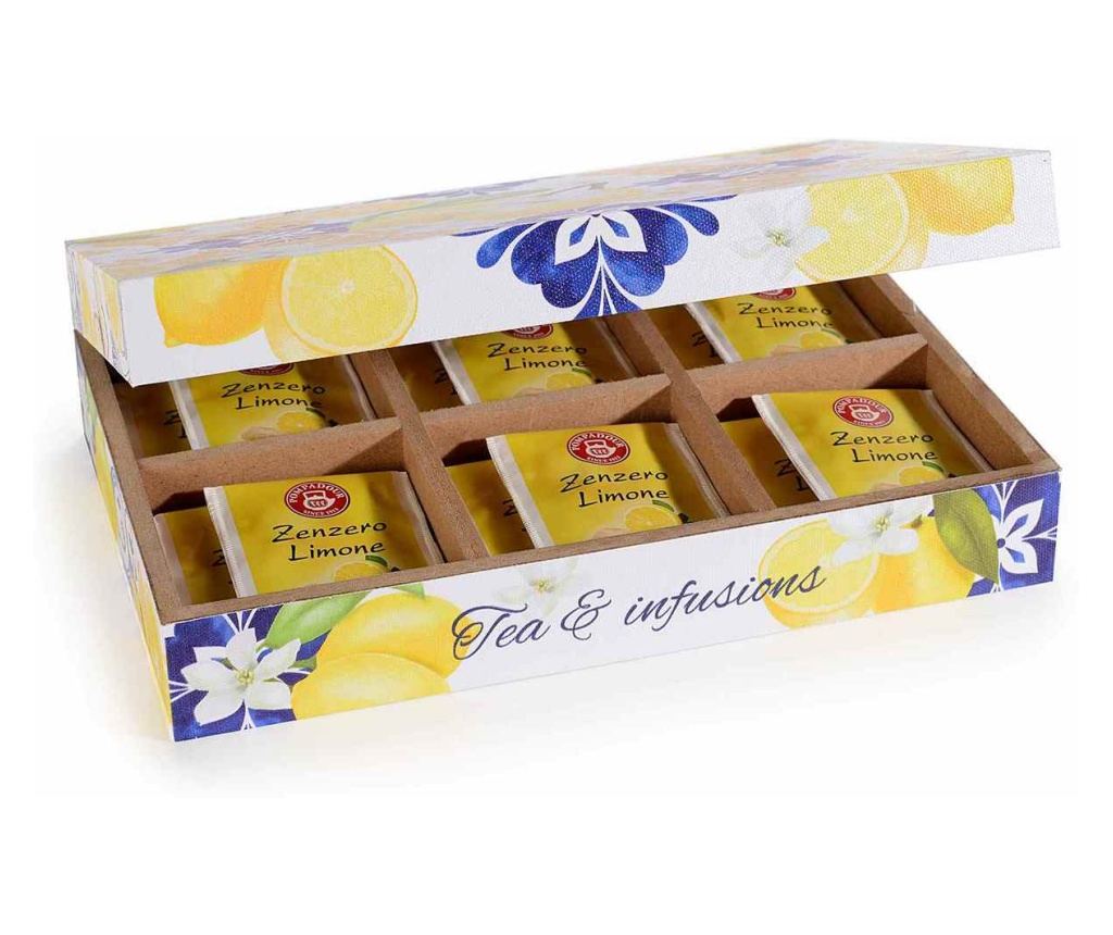 Lesena škatla za čaj z dekoracijo limone 24x16x6 cm - 2