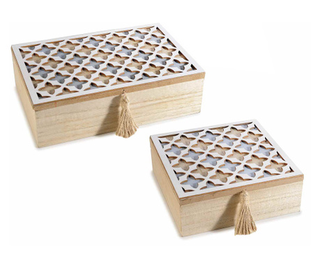Set 2 lesenih škatel 24x16x7 cm, 17x17x6 cm