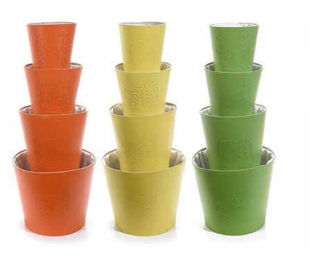 Set 12 ghivece piele ecologica 19x16 cm, 15x14 cm, 13x12 cm, 10x10.5 cm