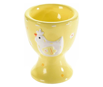 Žuto-bijeli keramički držač za jaja 5,5x7,5 cm