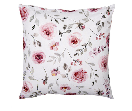 Set od 2 roze i bijele jastučnice Roses od poliestera 40x40 cm
