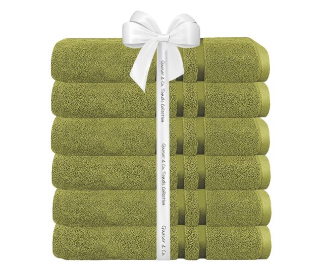 Set 6 prosoape baie Quasar & Co., 100% bumbac, 70 x 140 cm, verde lime
