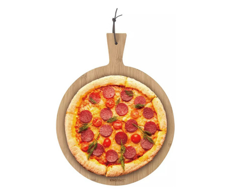 Placa pizza Kinghoff KH 1674, 35 cm, Maner confortabil, Bambus