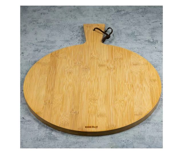 Placa pizza Kinghoff KH 1674, 35 cm, Maner confortabil, Bambus