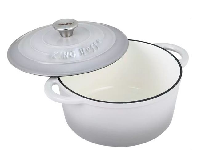 Oală din fontă Kinghoff KH 1521, 4 litri, 24 cm, emailat, inducție, gri